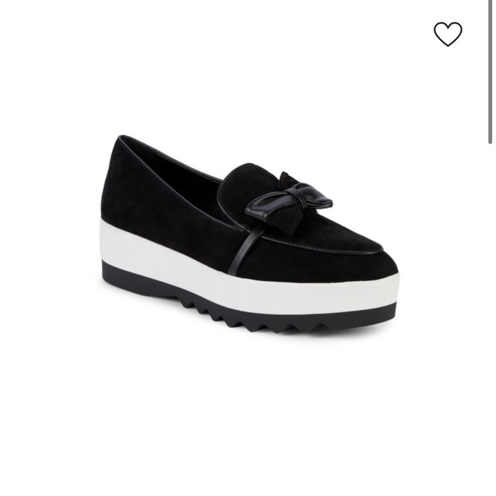 KARL LAGERFELD PARIS Katie Bow Suede Platform Loafers black size 5